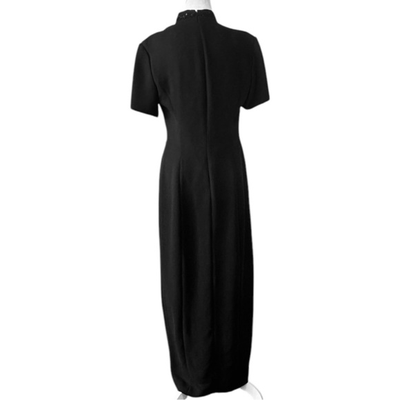 LIZ CLAIBORNE Womens Size 8 Black Beaded Keyhole Neck Tea Length Dress Maxi - Picture 2 of 11